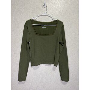 Green Blouse Top Y2k 90’s Lace Trim Square Neck Fairycore Grunge Bohochic LARGE